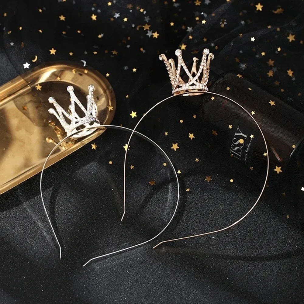 Princess Rhinestone Crown Headband Gold Silver Bridal Birthday Bachelorette NWT